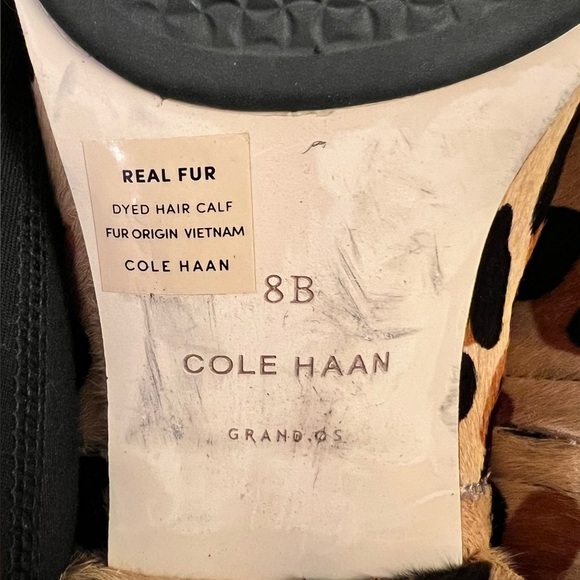 Cole Haan Cheetah Print Calf Hair Block Heel Booties Size 8 Grand Series - Picture 9 of 10